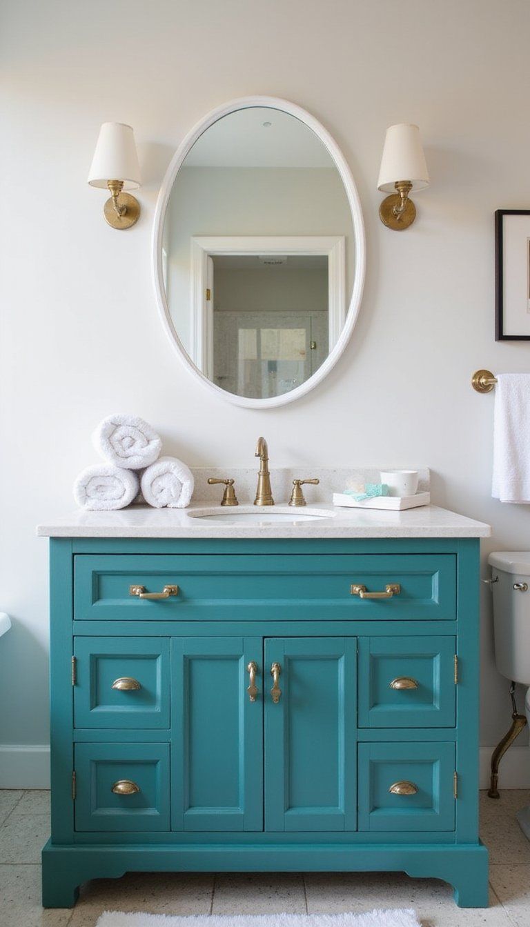 Color Pop Vanity With Painted Cabinetry
