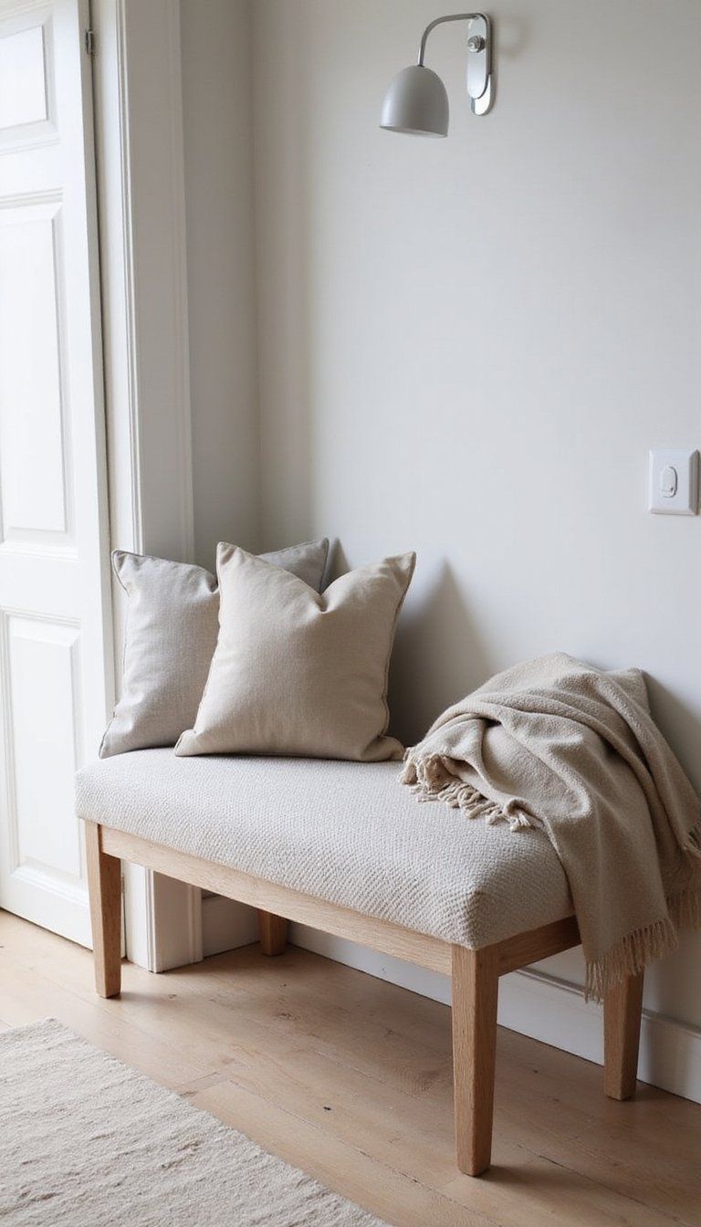 Bouclé Bench And Soft Layered Textiles