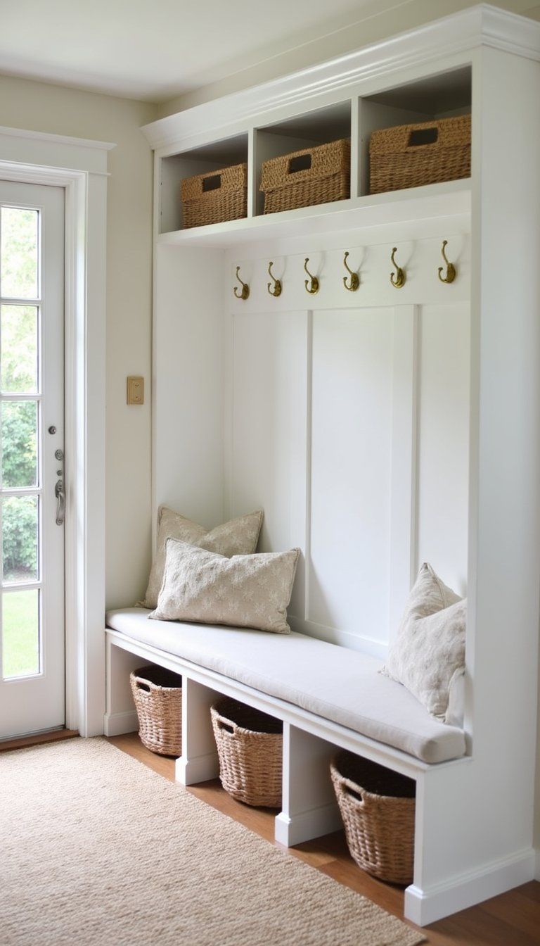 Built In Cubby Storage With Decorative Hooks