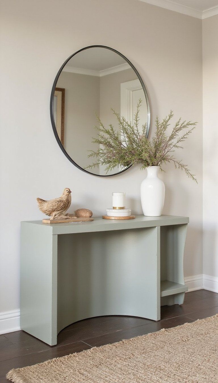 Curved Console And Round Statement Mirror