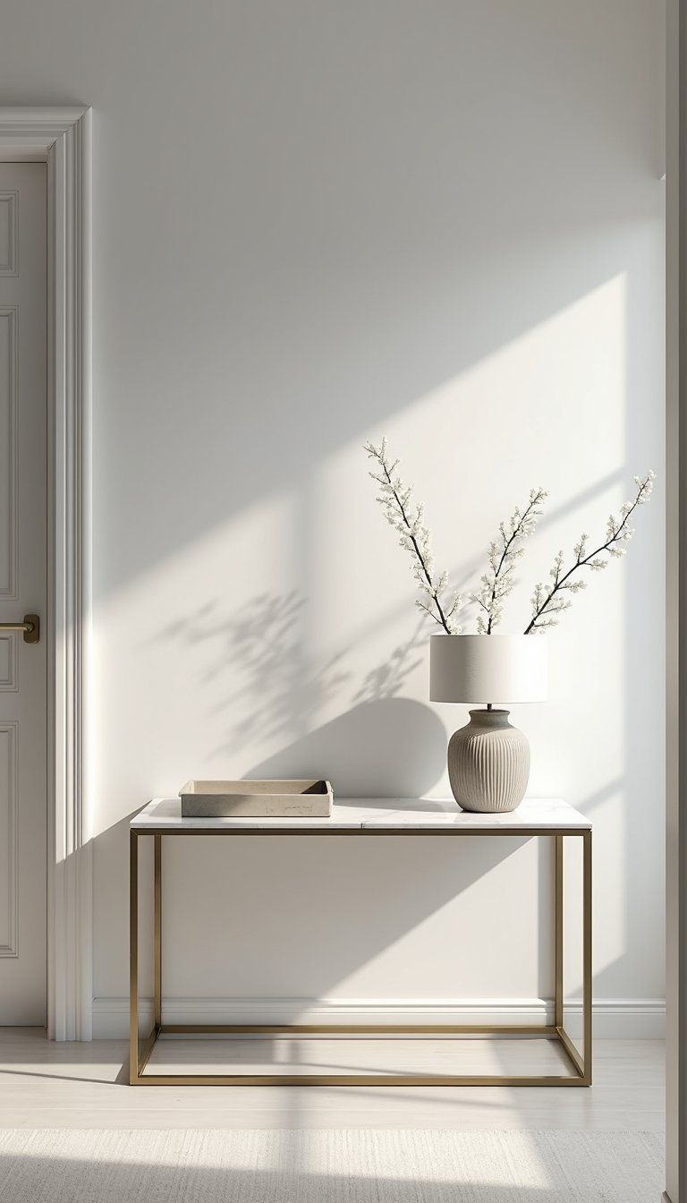 Marble Console With Warm Brass Accents