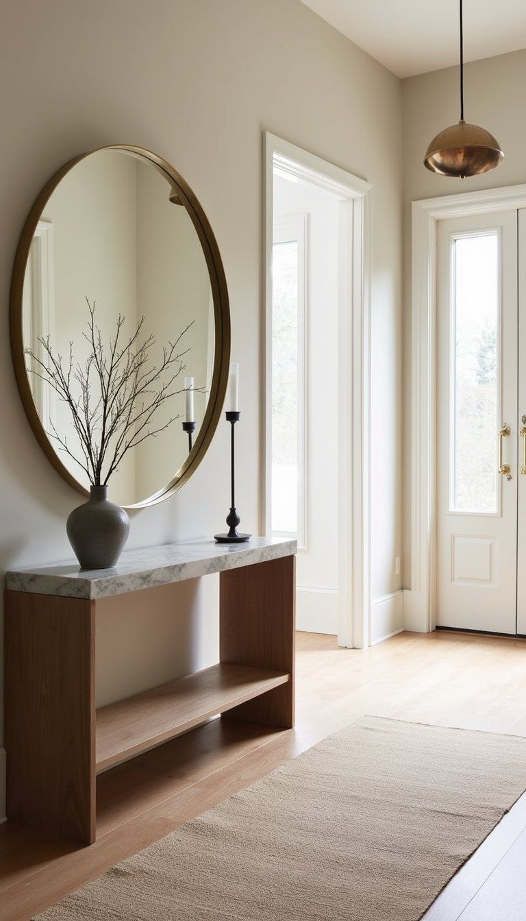 Mirror Backed Console With Statement Lighting