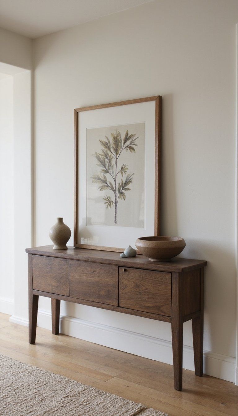 Refined Console With Art And Sculpture