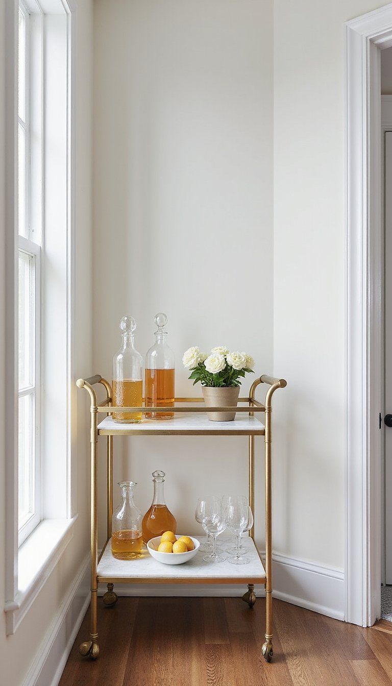 Corner Bar Cart Styled For Entertaining Guests