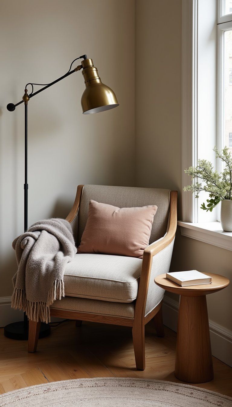 Cozy Reading Nook With Floor Lamp And Chair