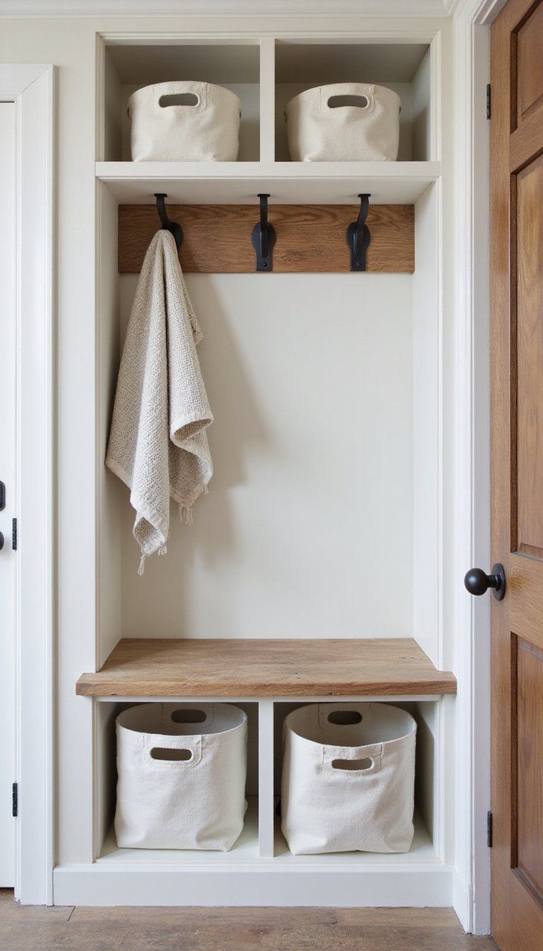 Built-In Cubbies With Pull-Out Bins