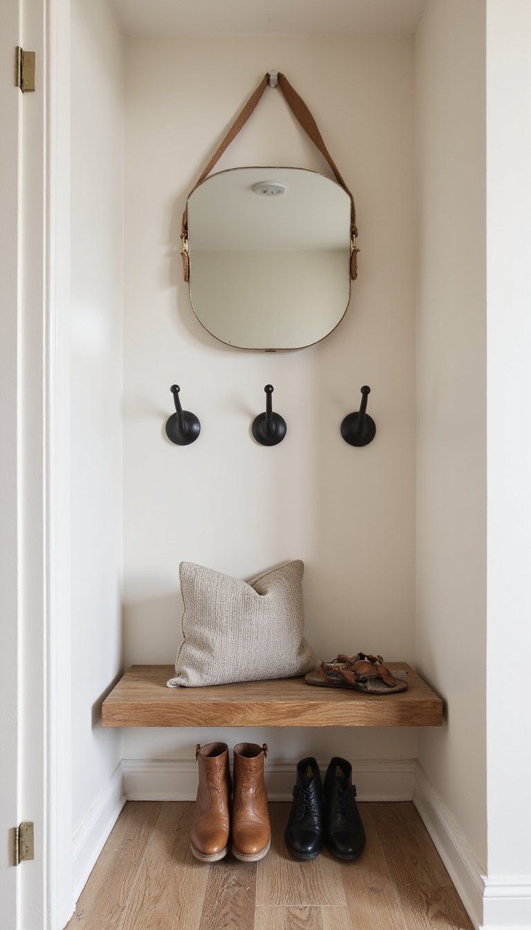 Floating Shoe Shelf With Mirror Above