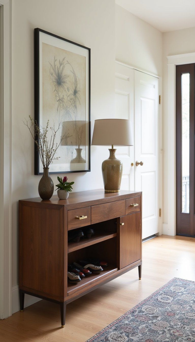 Low Console With Hidden Shoe Compartment