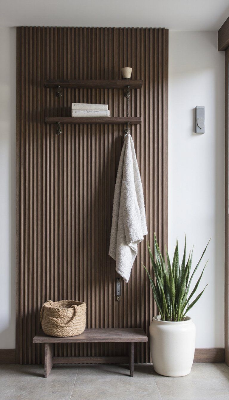 Vertical Slat Shoe Wall For Visual Interest