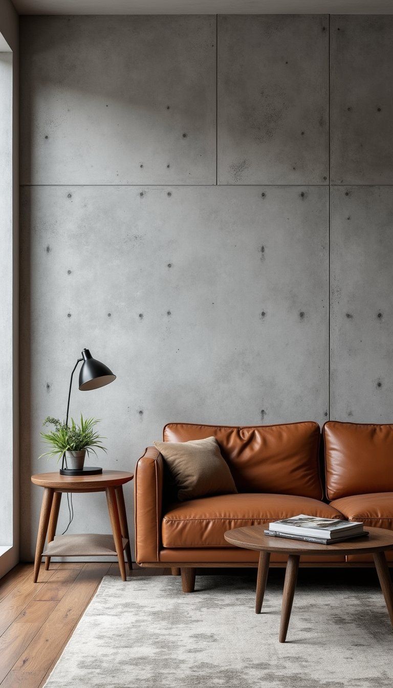 Concrete Effect Accent Wall For Industrial Sophistication