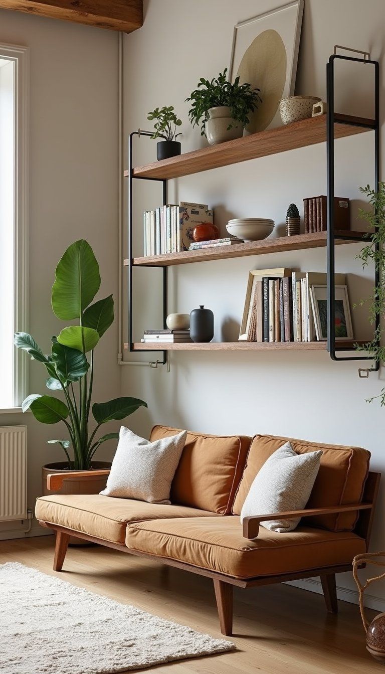 Layered Shelving Accent Wall For Functional Display