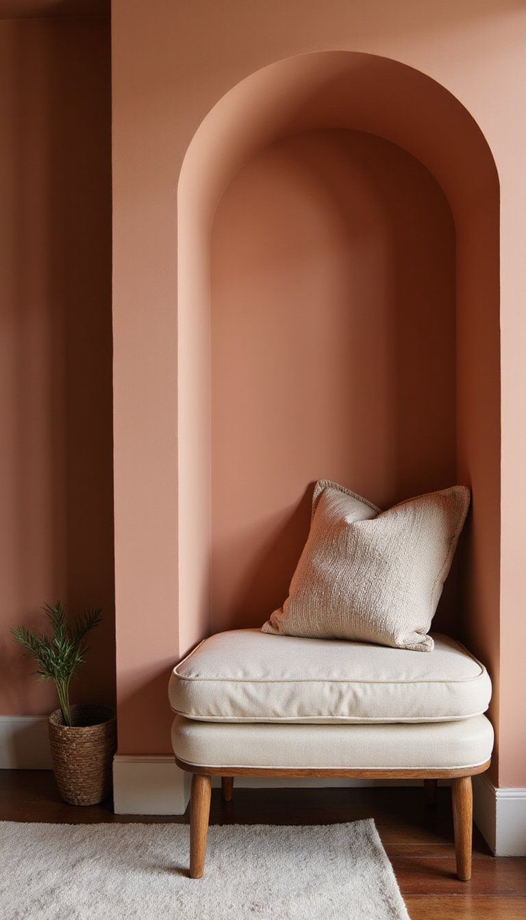 Painted Arch Niche Accent Wall With Soft Curves
