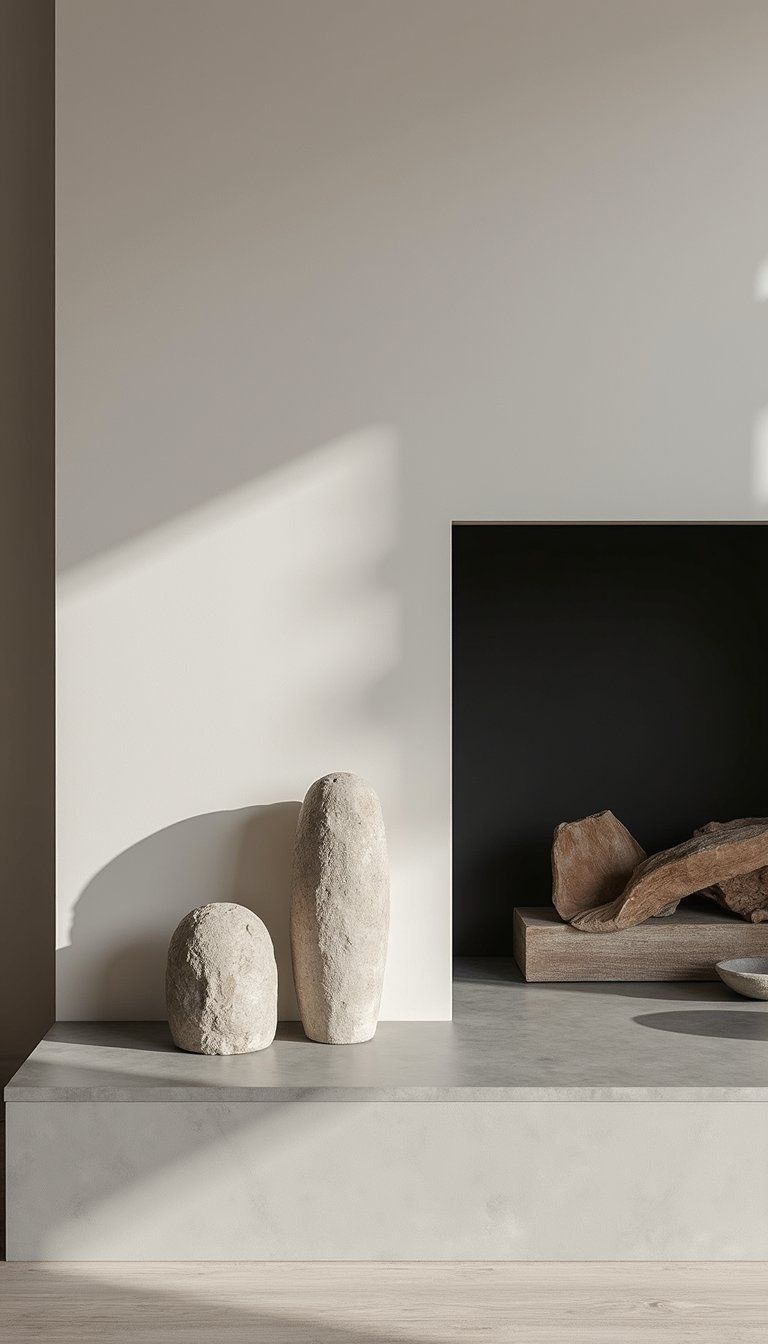 Low Minimal Staging With Sculptural Stone Objects