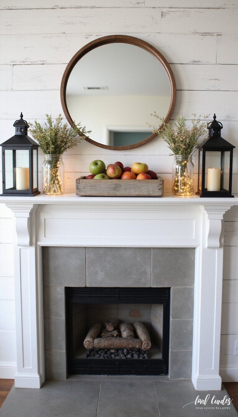 Farmhouse Lanterns And Mason Jar Display