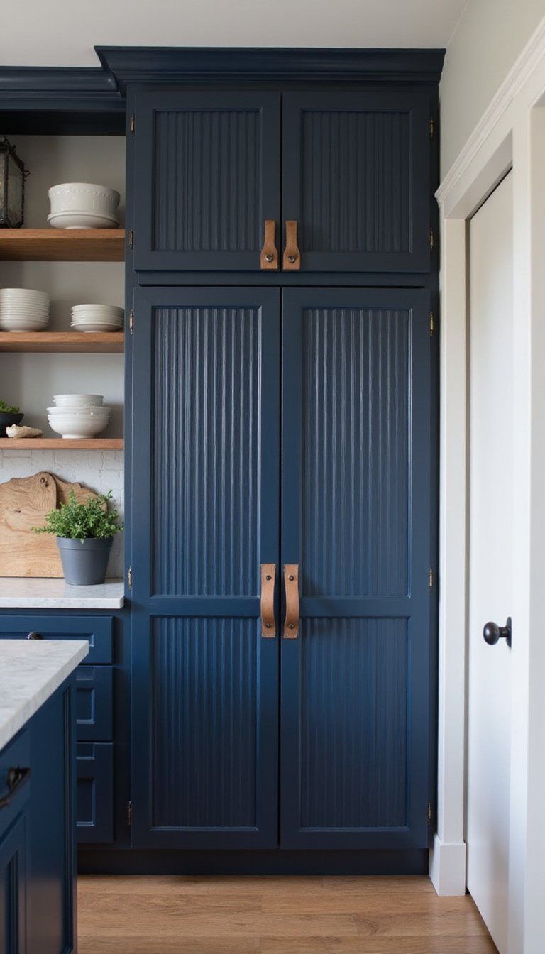 Fluted Pantry Doors With Leather Pulls