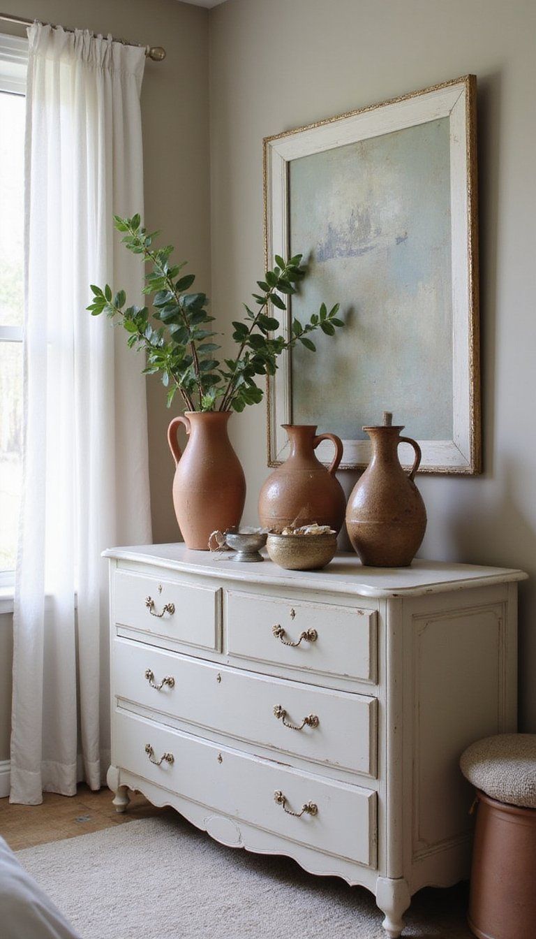 Mixed Earthenware And Metal Decorative Grouping