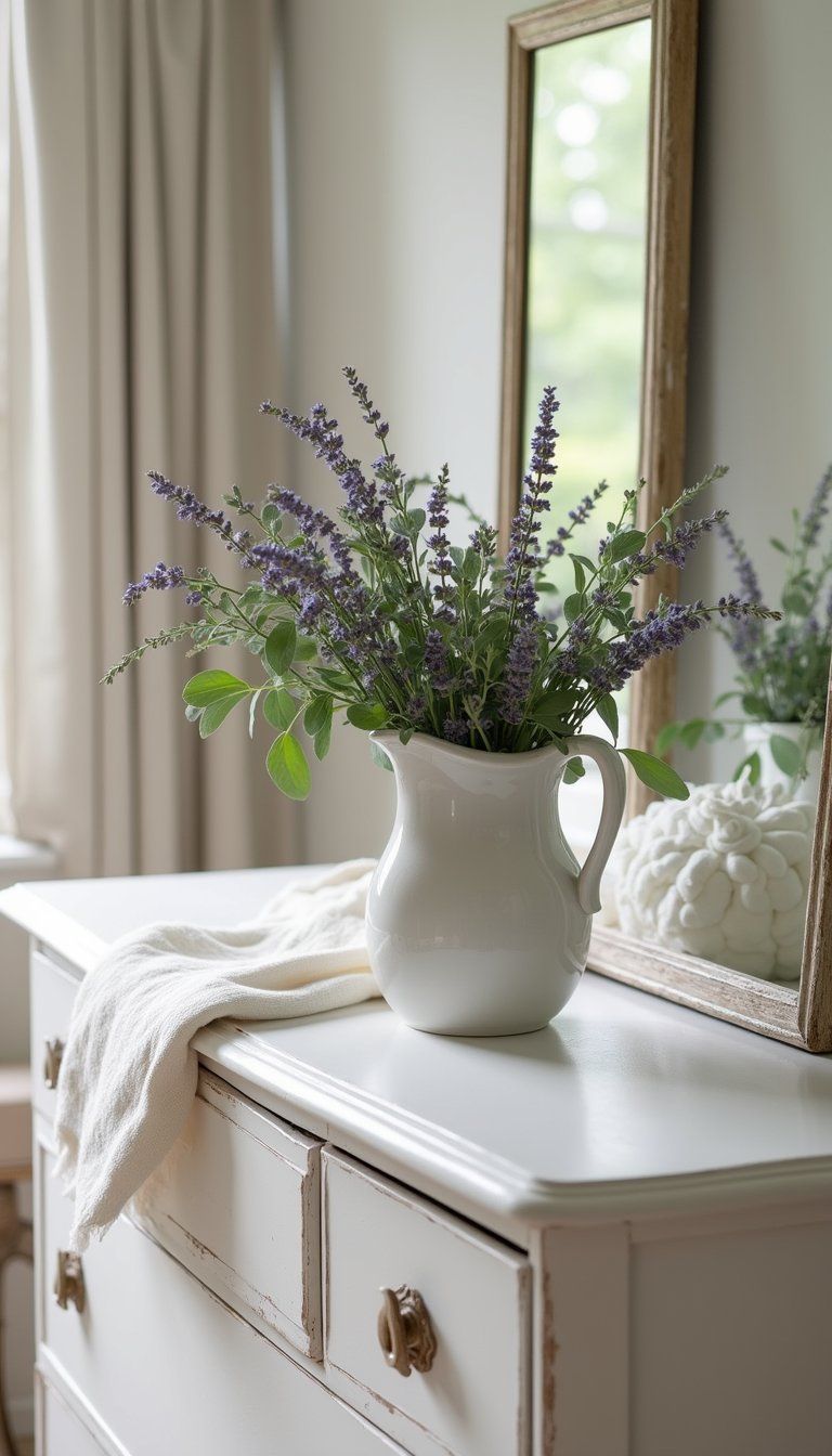 Seasonal Bouquet In A Ceramic Pitcher Display