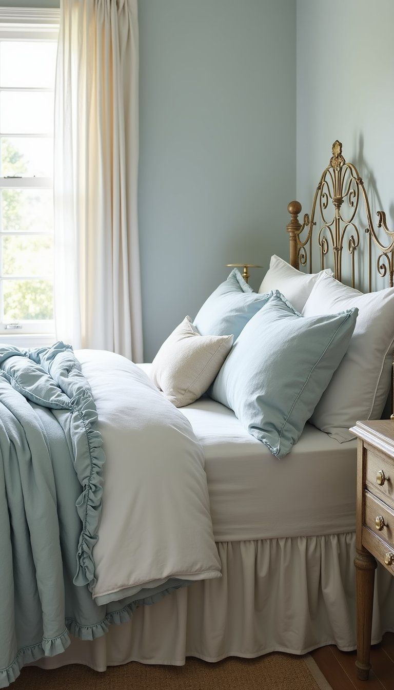 Soft Linen Bedding With Ruffled Shams