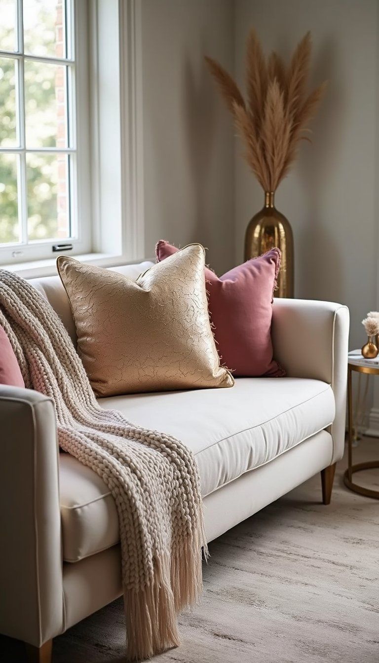 Metallic Fringe Accent Pillows And Throws Mix