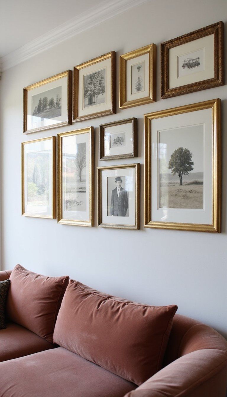 Mixed Metal Gallery Wall Display Arrangement