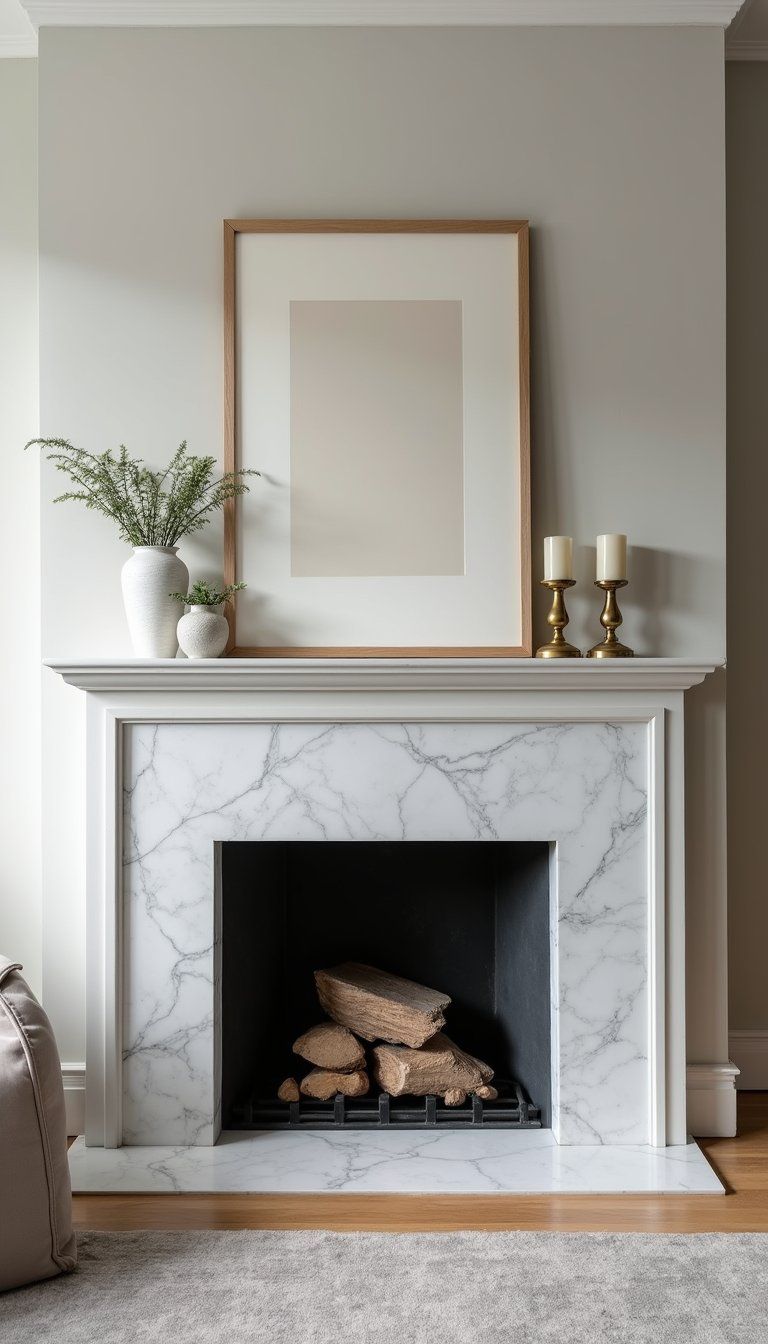 Marble Fireplace Mantel With Classic Vignettes