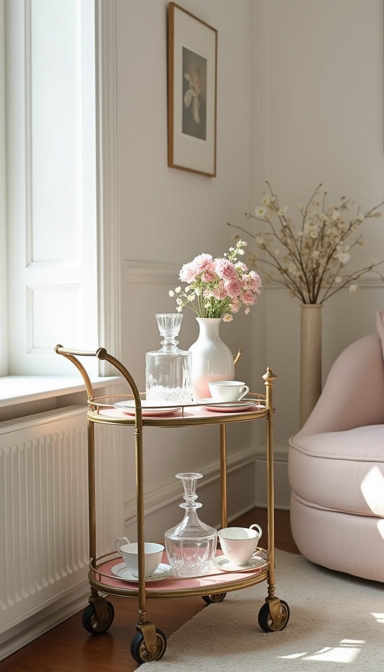 Vintage Tea Cart For Charming Entertaining