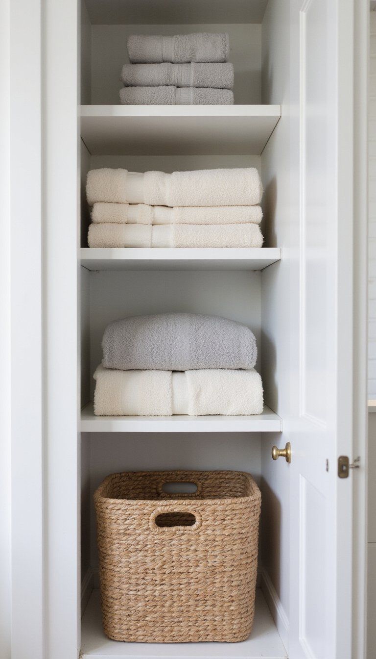 Open Shelves With Neutral Woven Baskets