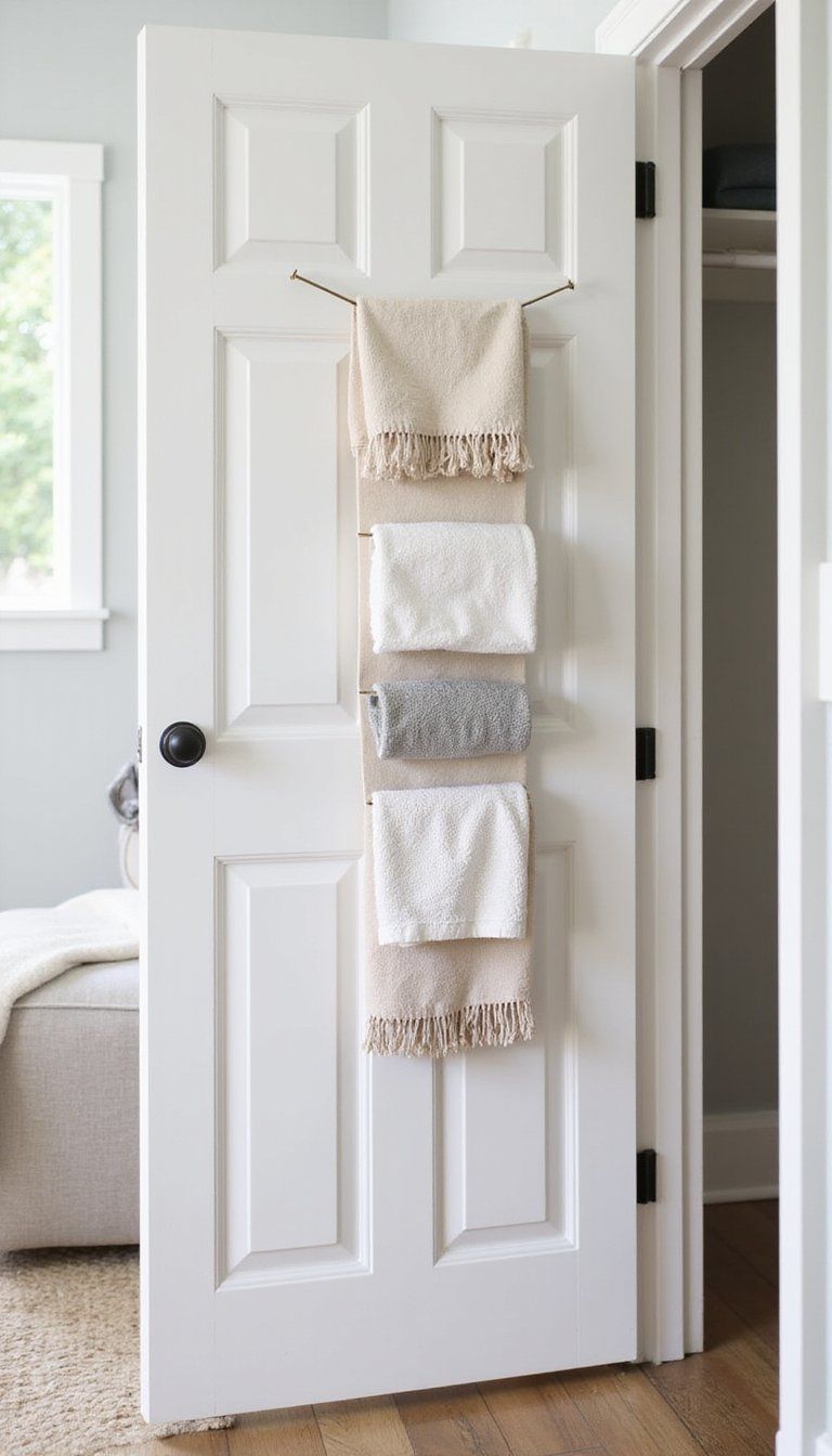 Styled Door Rack For Extra Linen Storage