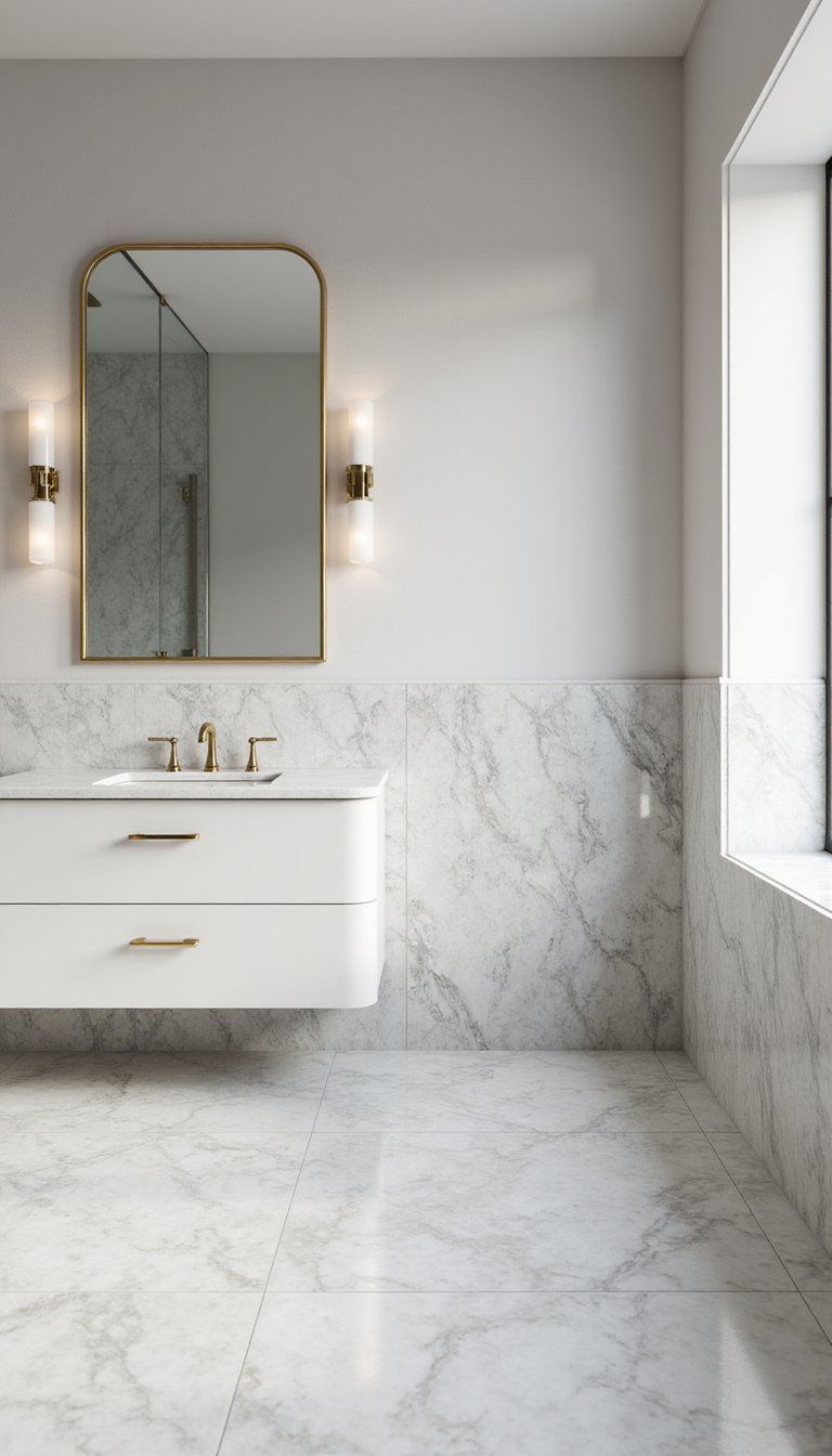 Carrara And Calacatta Marble Contrast With Brass Trim