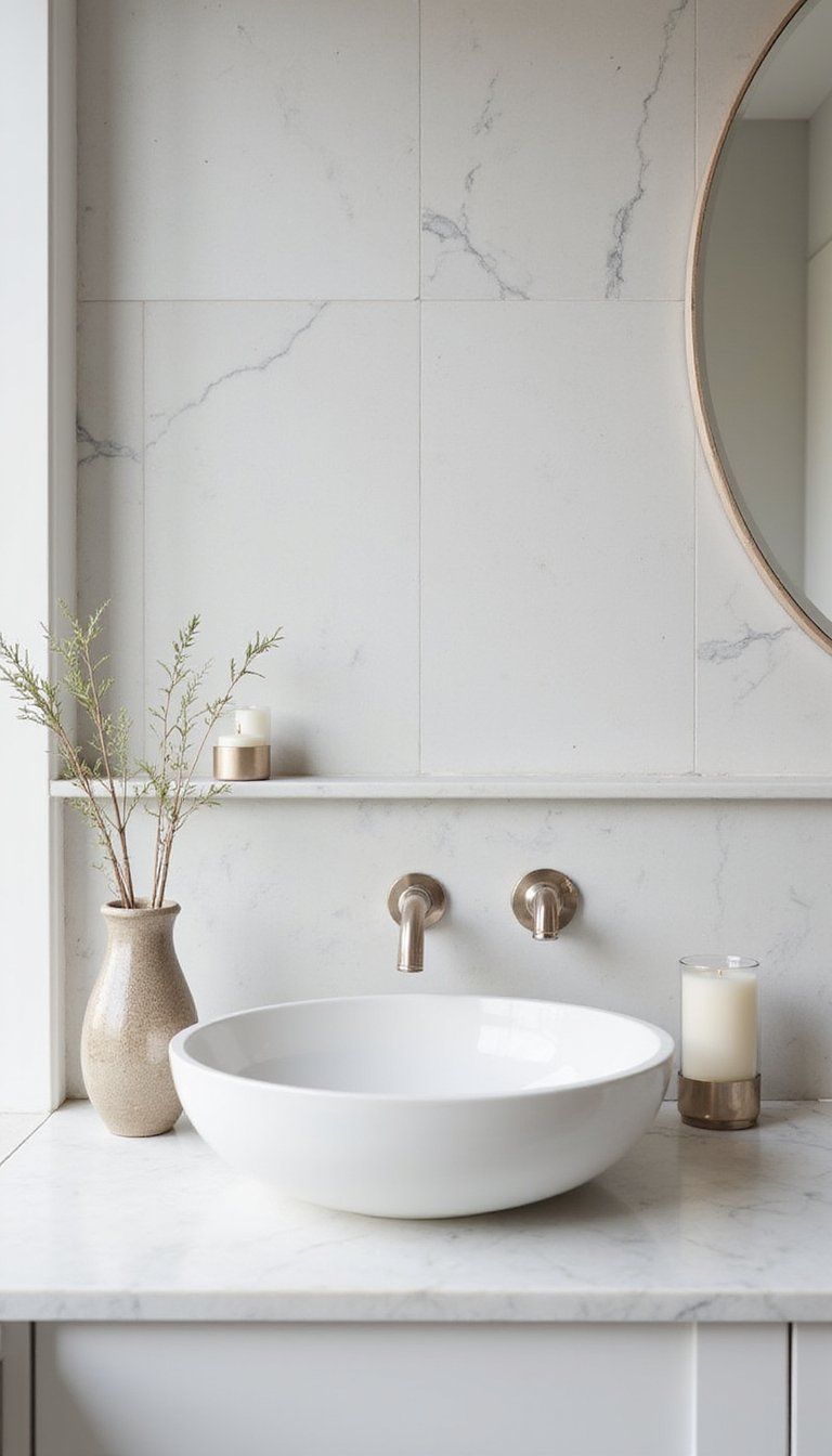 Marble Topped Ledge With Integrated Trim Detail