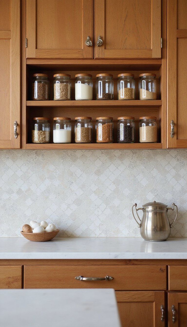 Two-Tier Spice Ledge With Glass Jars