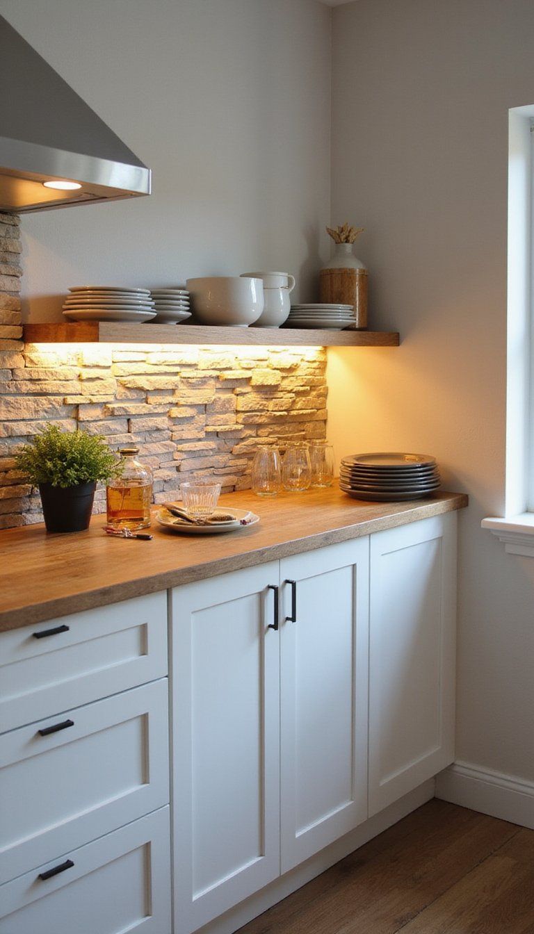 Under-Cabinet LED Ledge With Minimal Shelf