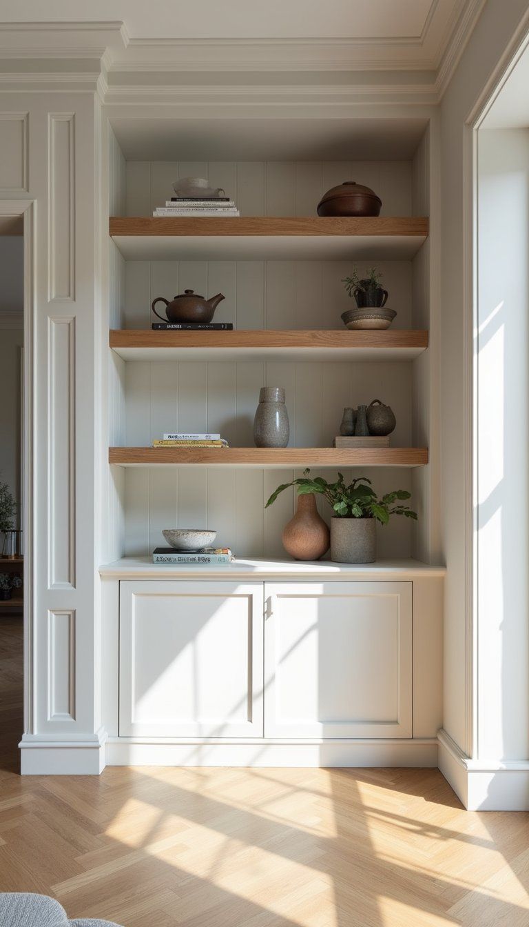 Integrated Shelving Between Battens For Display