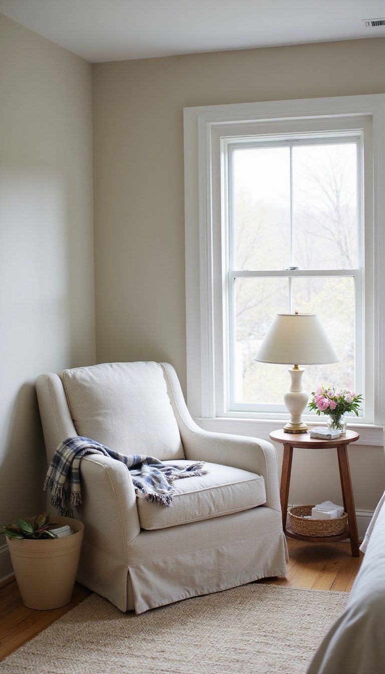 Cozy Reading Nook With Slipcovered Chair