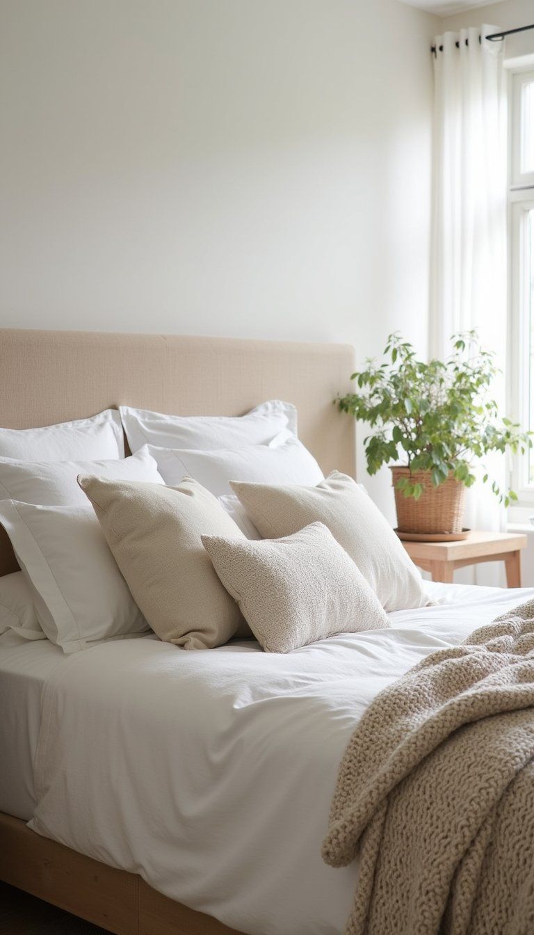 Linen Bedding Layered With Cozy Knits