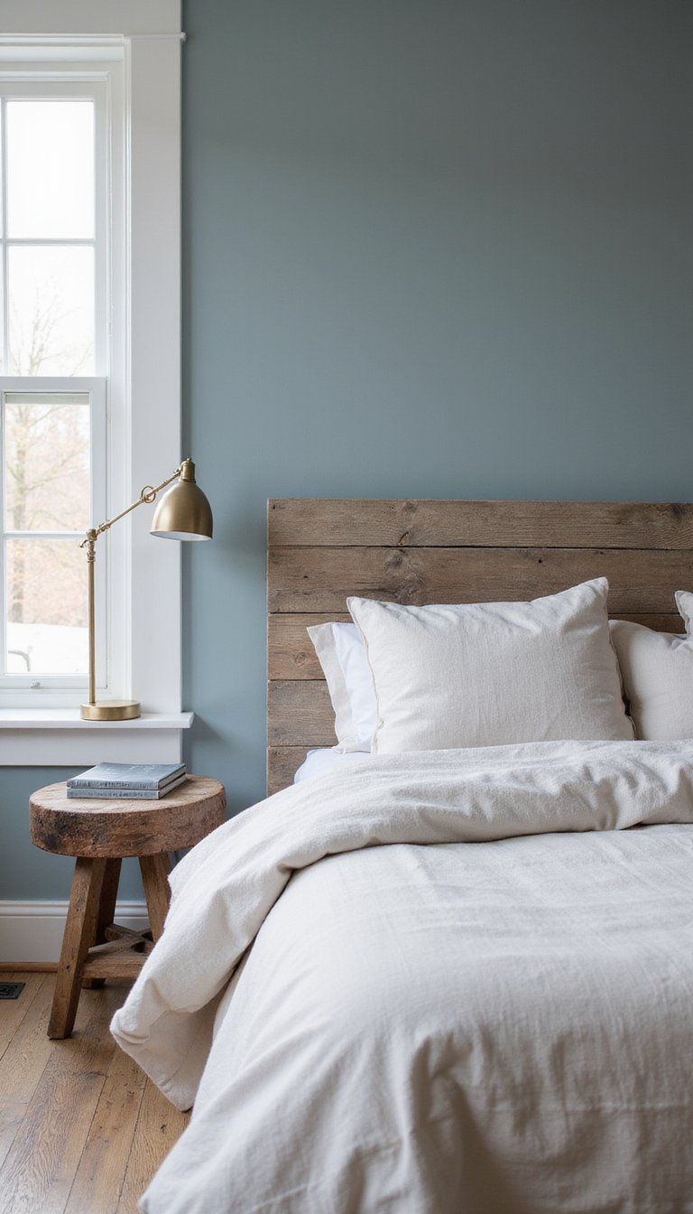 Muted Blue Accent Wall For Calm Contrast