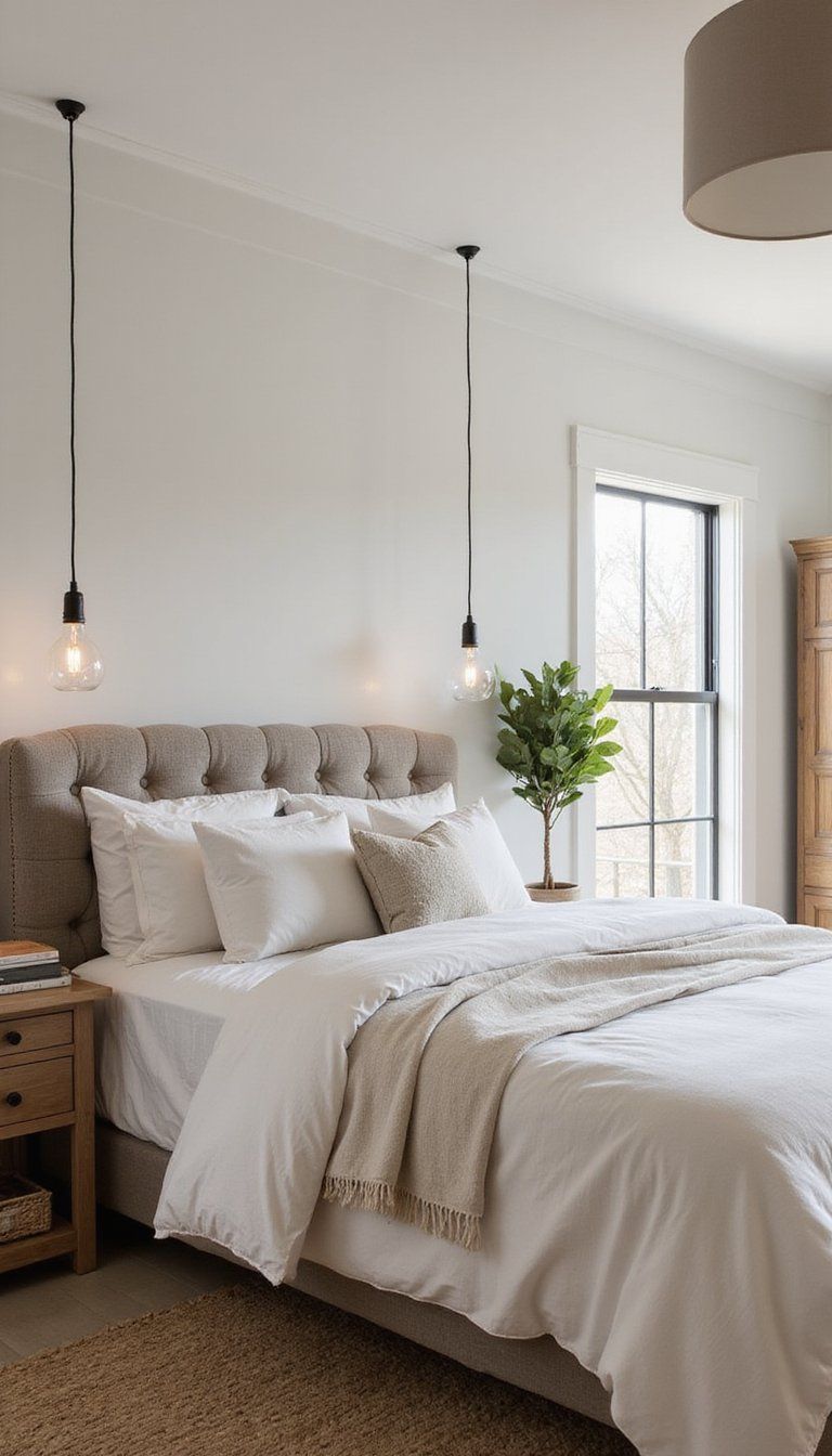 Pendant Lighting Over Bed For Airy Illumination