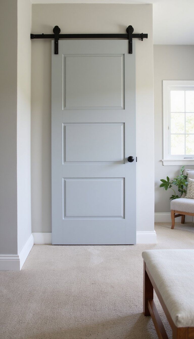 Sliding Barn Door Closet With Matte Hardware