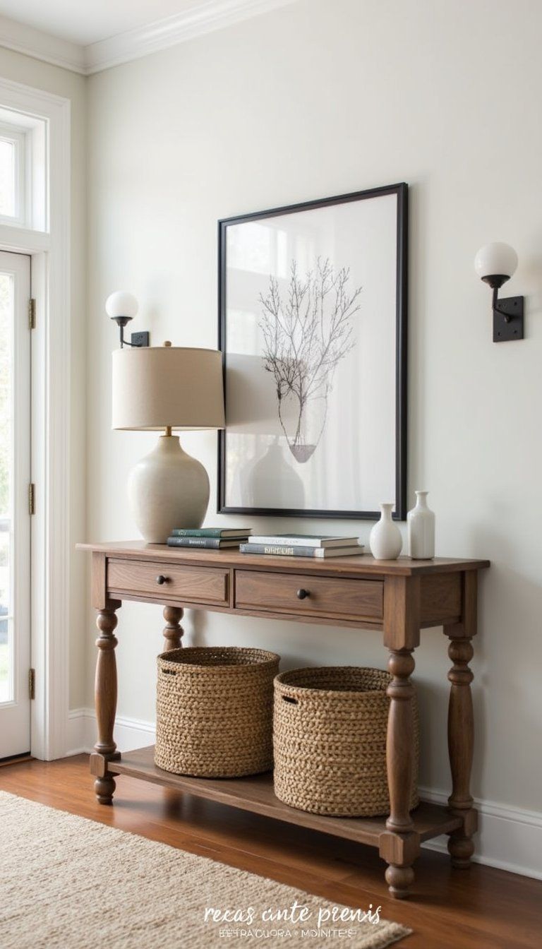Console Table With Turned Legs And Storage