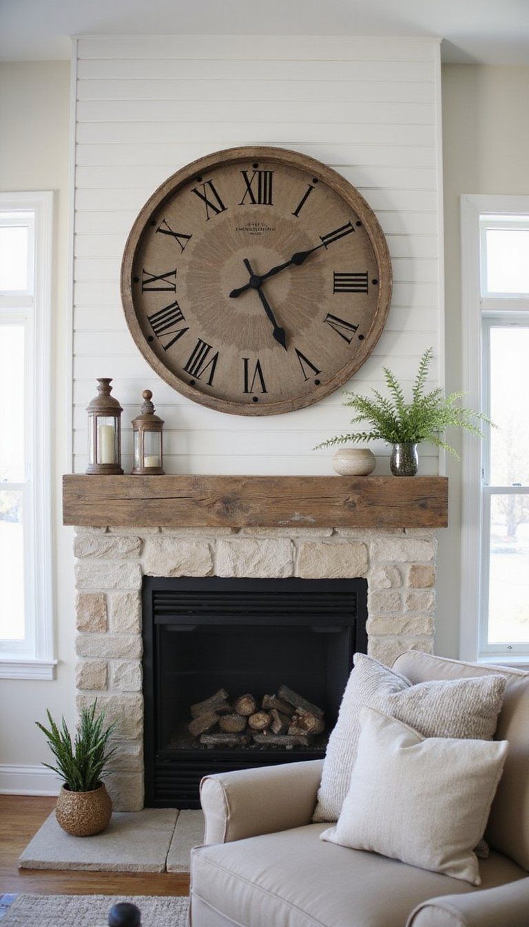 Statement Oversized Wall Clock For Rustic Charm
