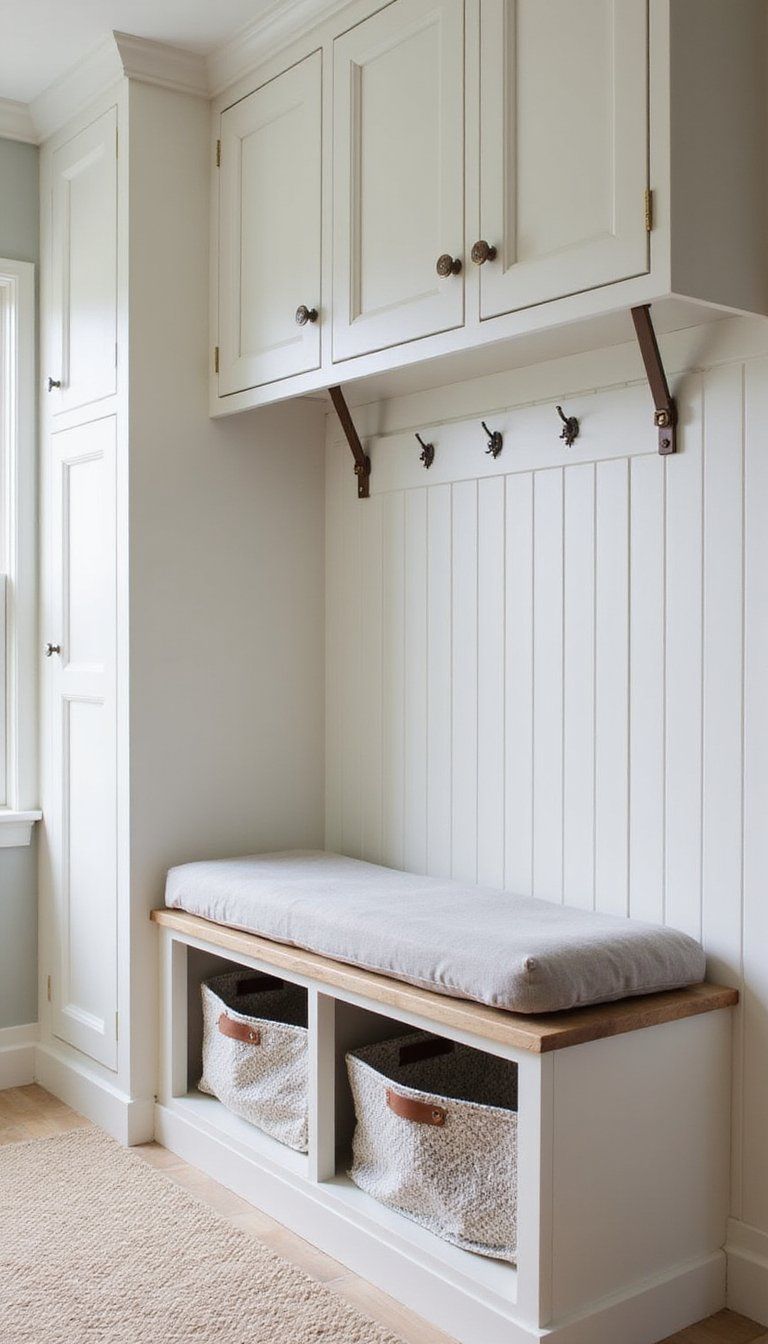 Bench With Hidden Laundry Hamper Compartments
