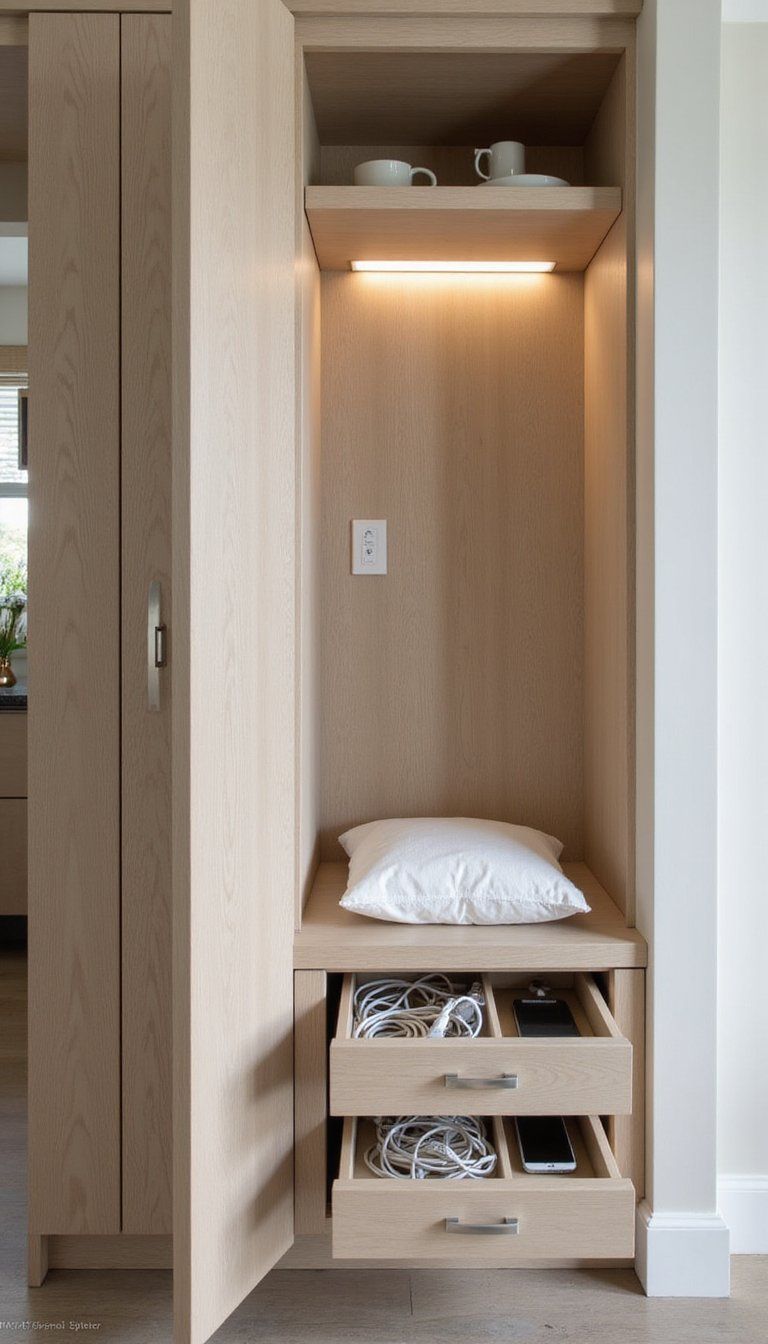 Built In Charging Station With Cord Management Drawer