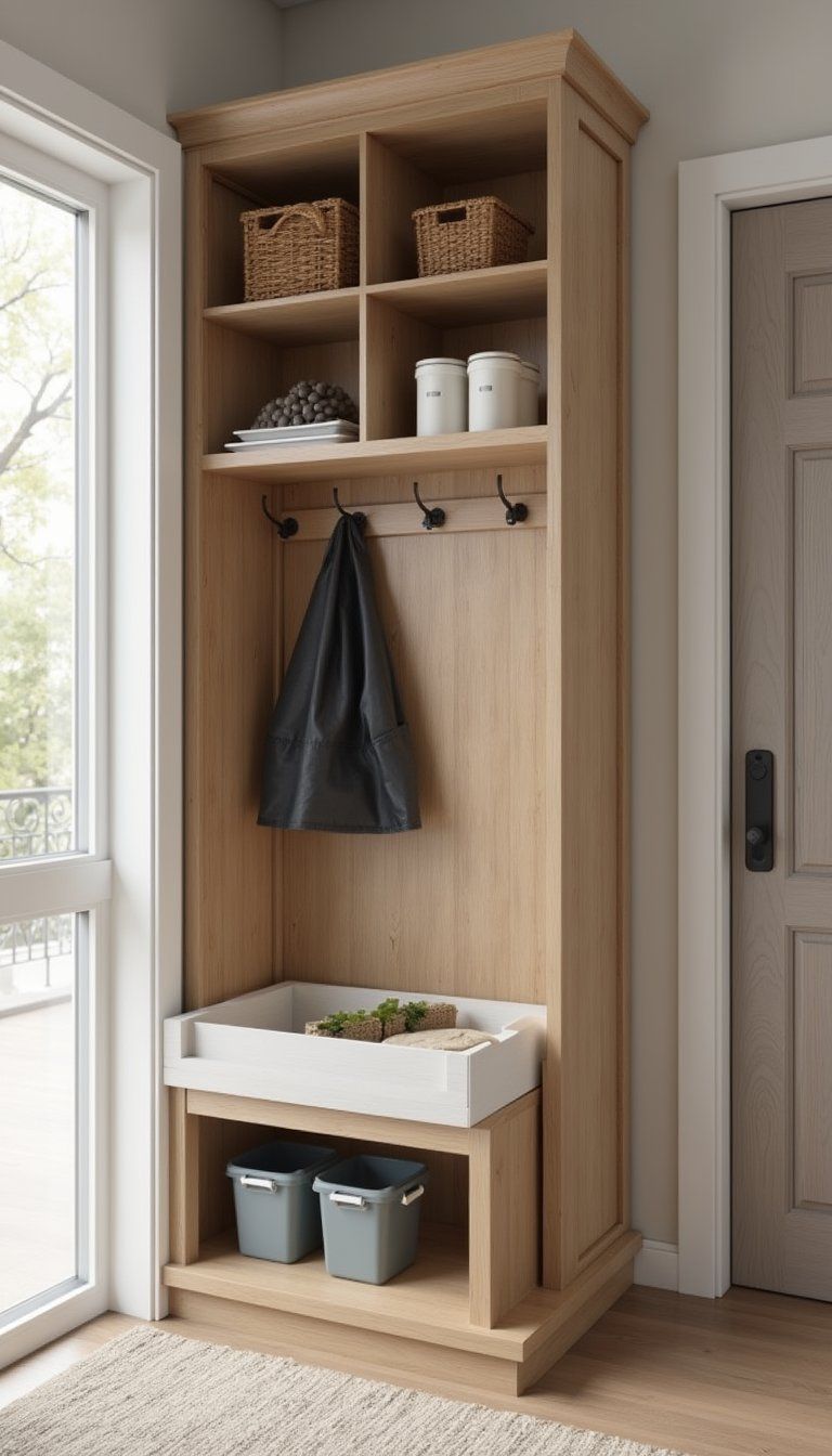 Closed Cabinet For Pet Supplies And Feeding Station