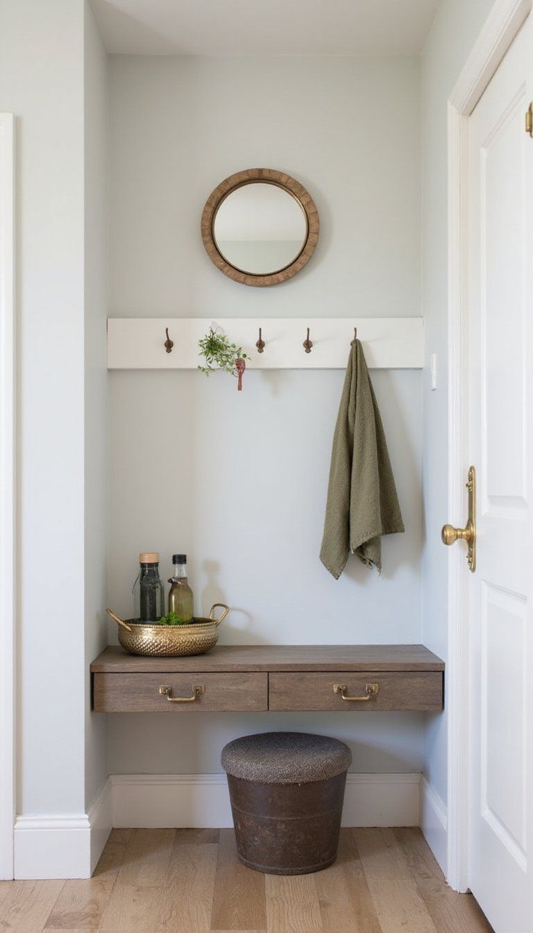 Slim Drop Zone Console With Key Hooks And Tray