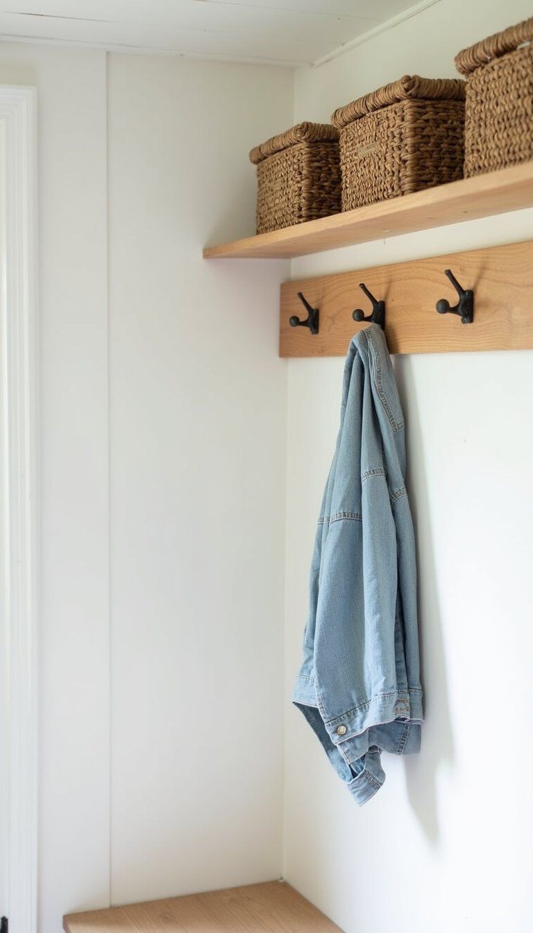 Wall Mounted Peg Rail With Decorative Trays And Hooks