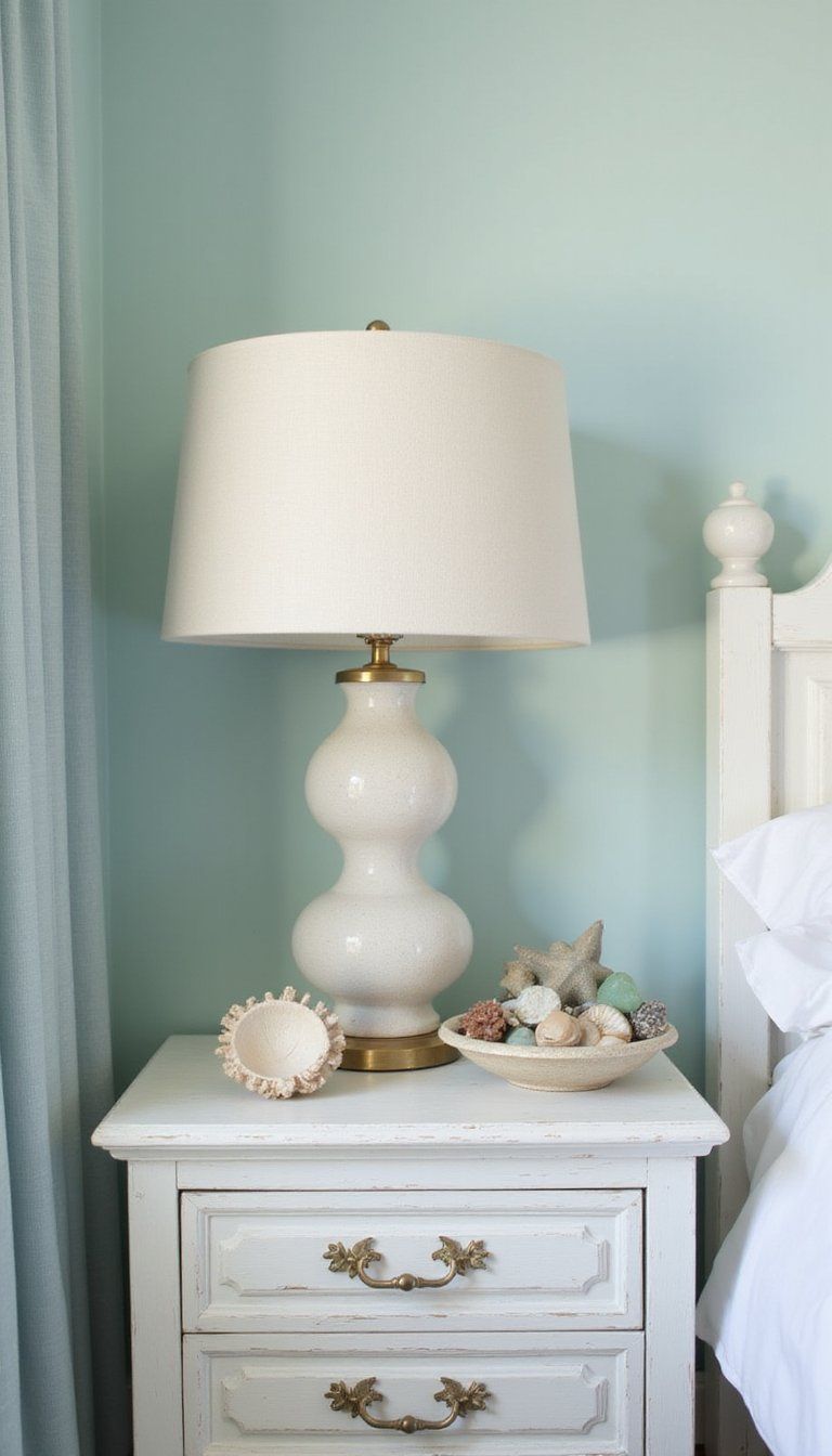 Coastal Nightstand With Nautical Neutrals And Shells