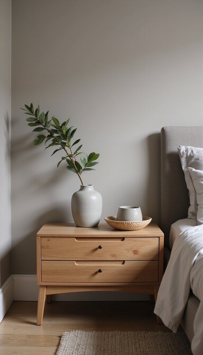 Japandi Nightstand With Calm Neutral Layers