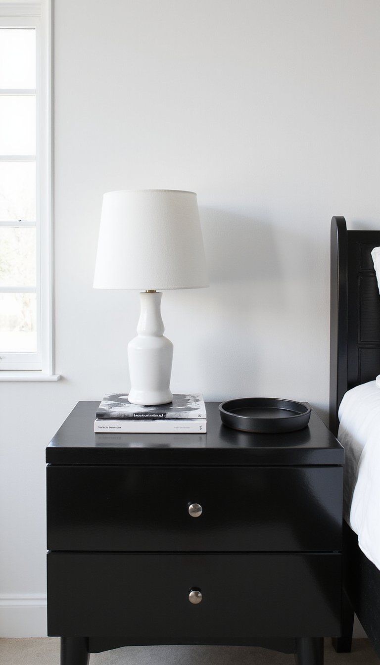 Monochrome Nightstand With Black And White Contrast