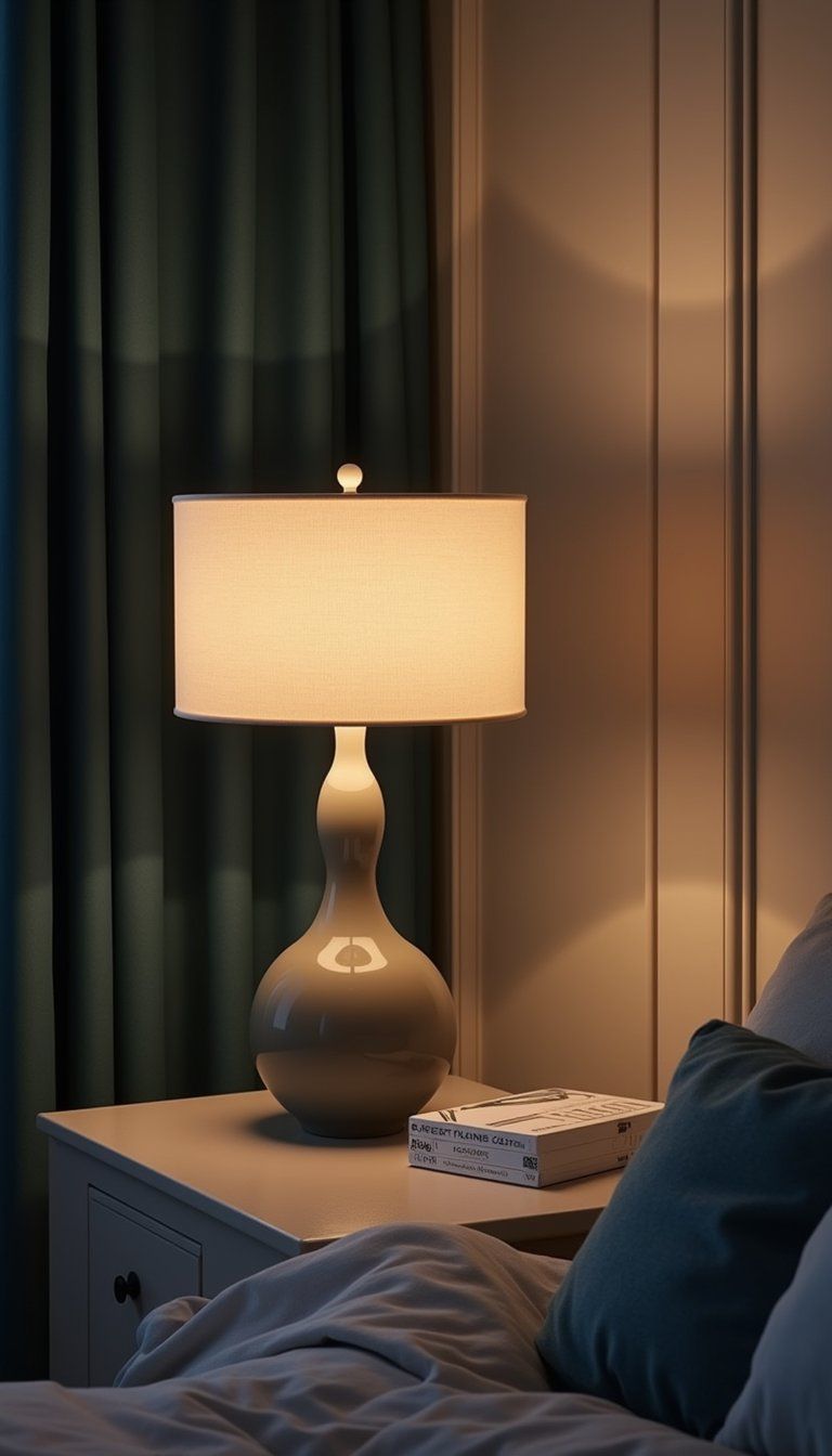 Statement Lamp Nightstand Focusing On Lighting Design