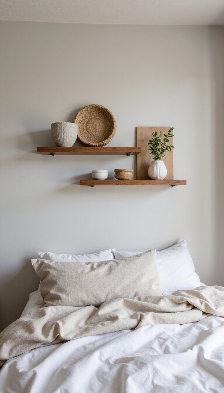 Minimal Floating Shelves With Organic Objects